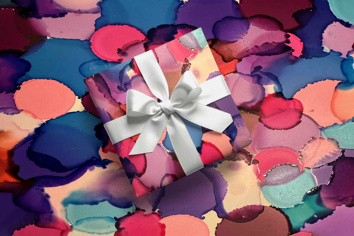 Blue, Purple and Pink Dots Wrapping Paper, Gift Wrap Sheets