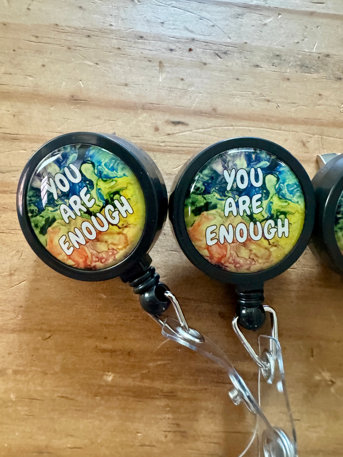 B-Grade You are Safe With Me and You Are Enough Badge Reels- Progress Pride and Rainbow
