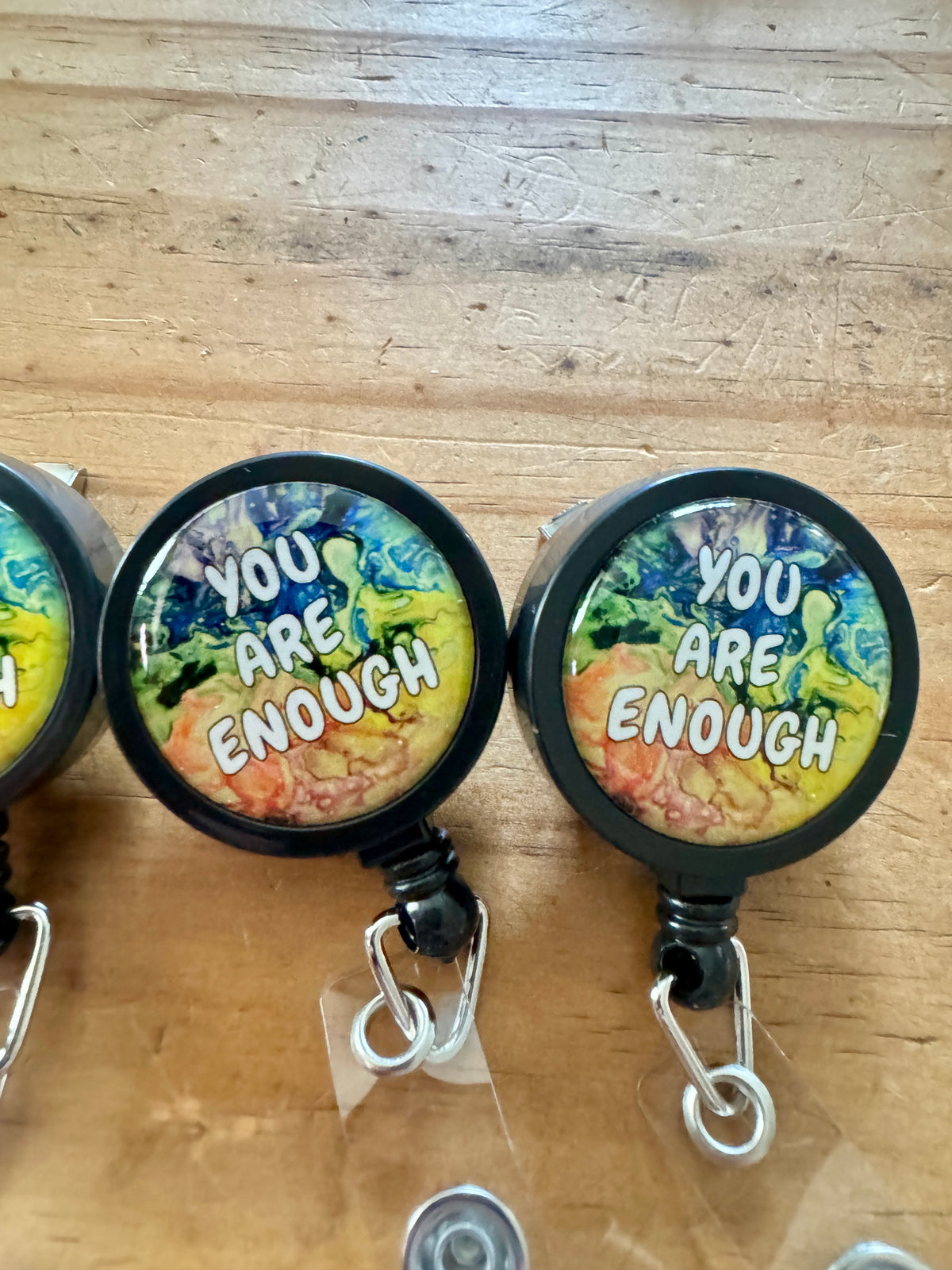 B-Grade You are Safe With Me and You Are Enough Badge Reels- Progress Pride and Rainbow