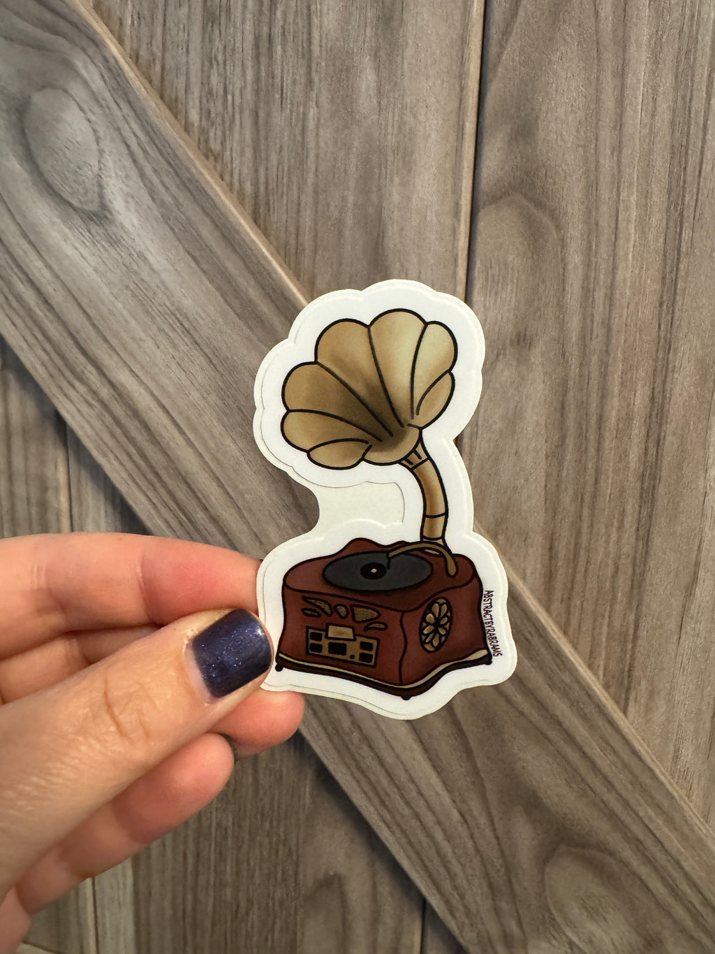 Hand Drawn Gramophone Vinyl Sticker