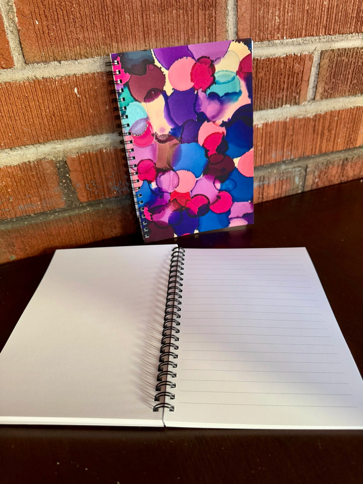 Blue, Pink, Purple Dots Soft Touch Cover Spiral Journal -  5.5"x8"
