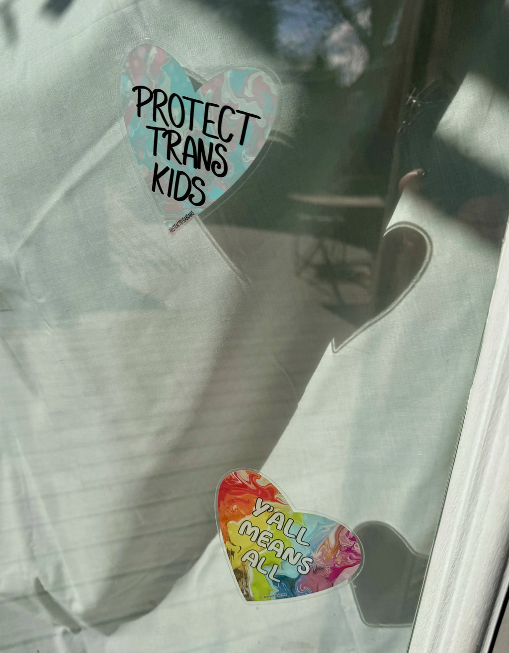 Protect Trans Kids Window Cling - 4" Front Adhesive - Displays Outwards