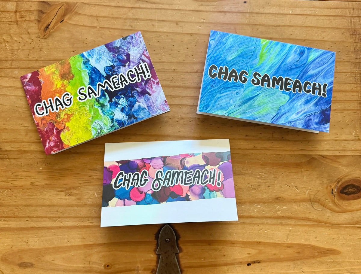 Blue and Purple Chag Sameach Greeting Card - 4"x6" - 100% PCW paper
