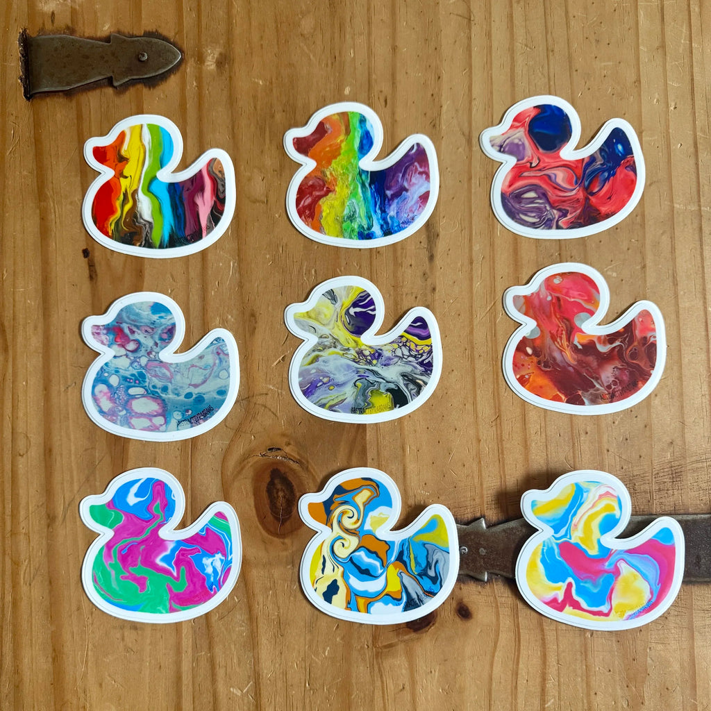 Rainbow Duck Sticker - Easy Peel - Vinyl - 3"