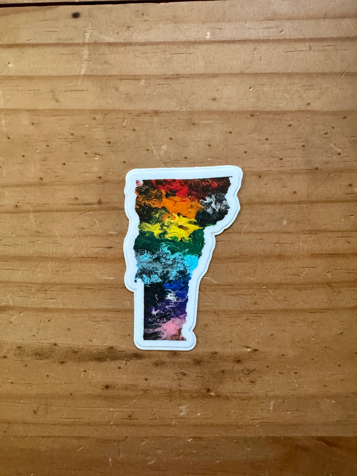 Vermont State Trans Pride and Rainbow State Vinyl Sticker