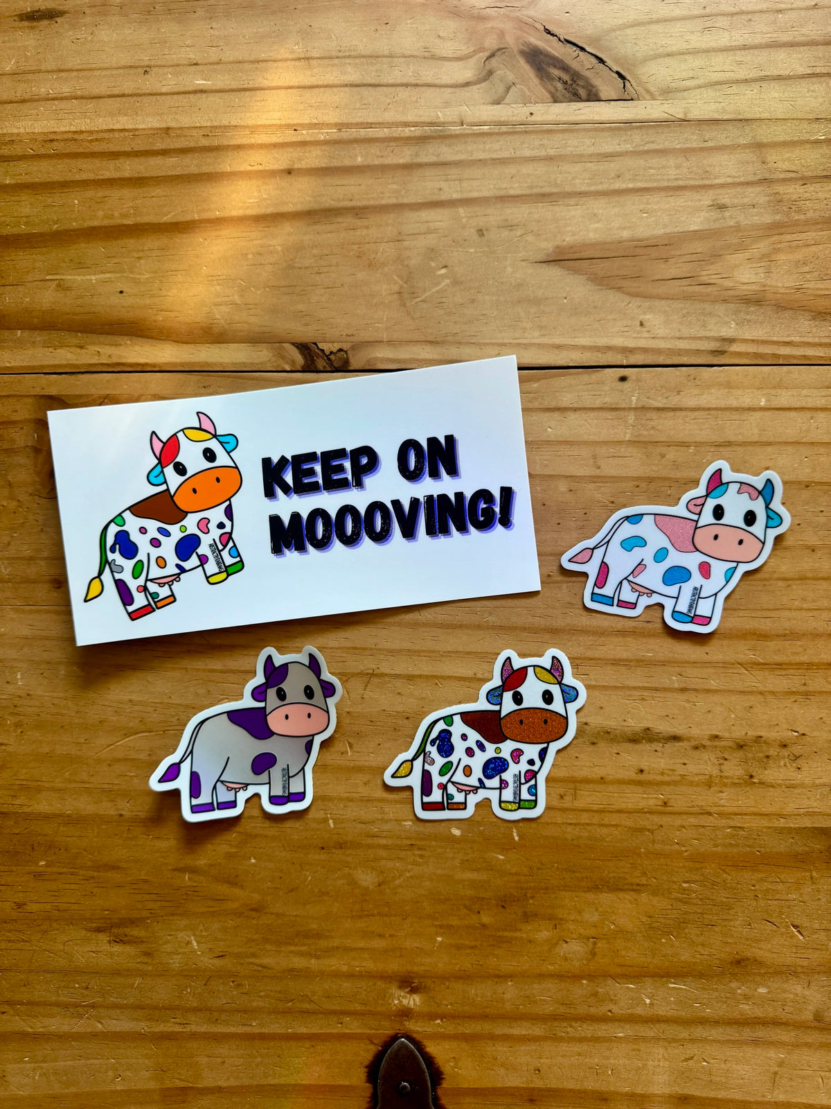 Trans Cow Glittery Sticker - Hand Drawn - 3"