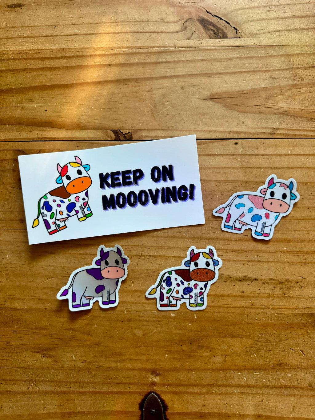 Rainbow Cow Bumper Sticker