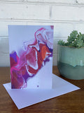 Pink, Purple Abstract Pour Painting Greeting Card - 4"x6"