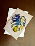 Yellow, Green & Blue Monstera Greeting Card - 4"x6" - 100% PCW