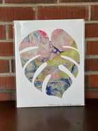 Yellow, Blue and Pink Monstera Print