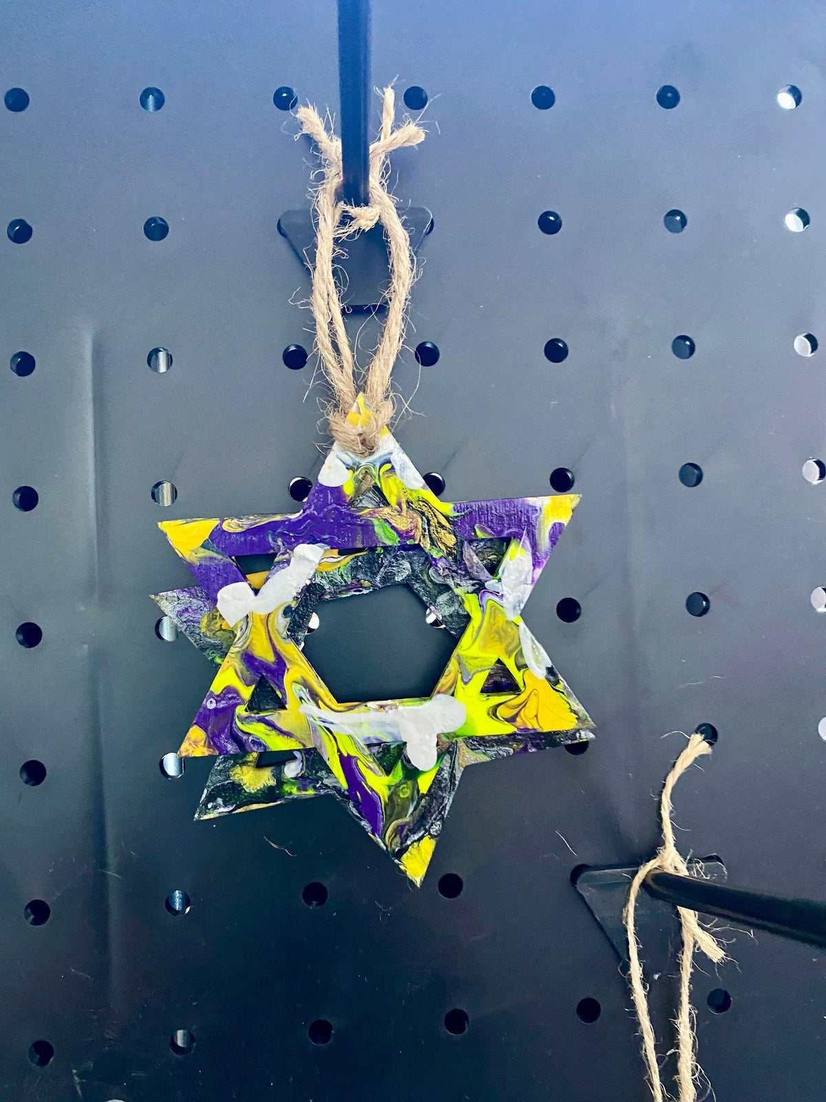 Nonbinary Pride Wooden Jewish Star decorations for Hannukah