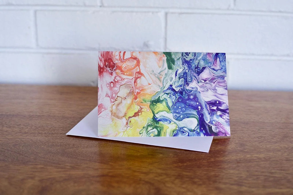 Whimsy Rainbow Pour Painting Greeting Card - A2