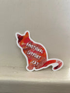 Emotional Support Cat - 3" Waterproof, Vinyl Sticker - 2.89" × 3" - Pink and Orange