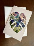 Purple, Green & Blue Monstera Greeting Card - 4"x6" - 100% PCW