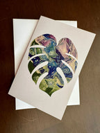 Purple, Green & Blue Monstera Greeting Card - 4"x6" - 100% PCW
