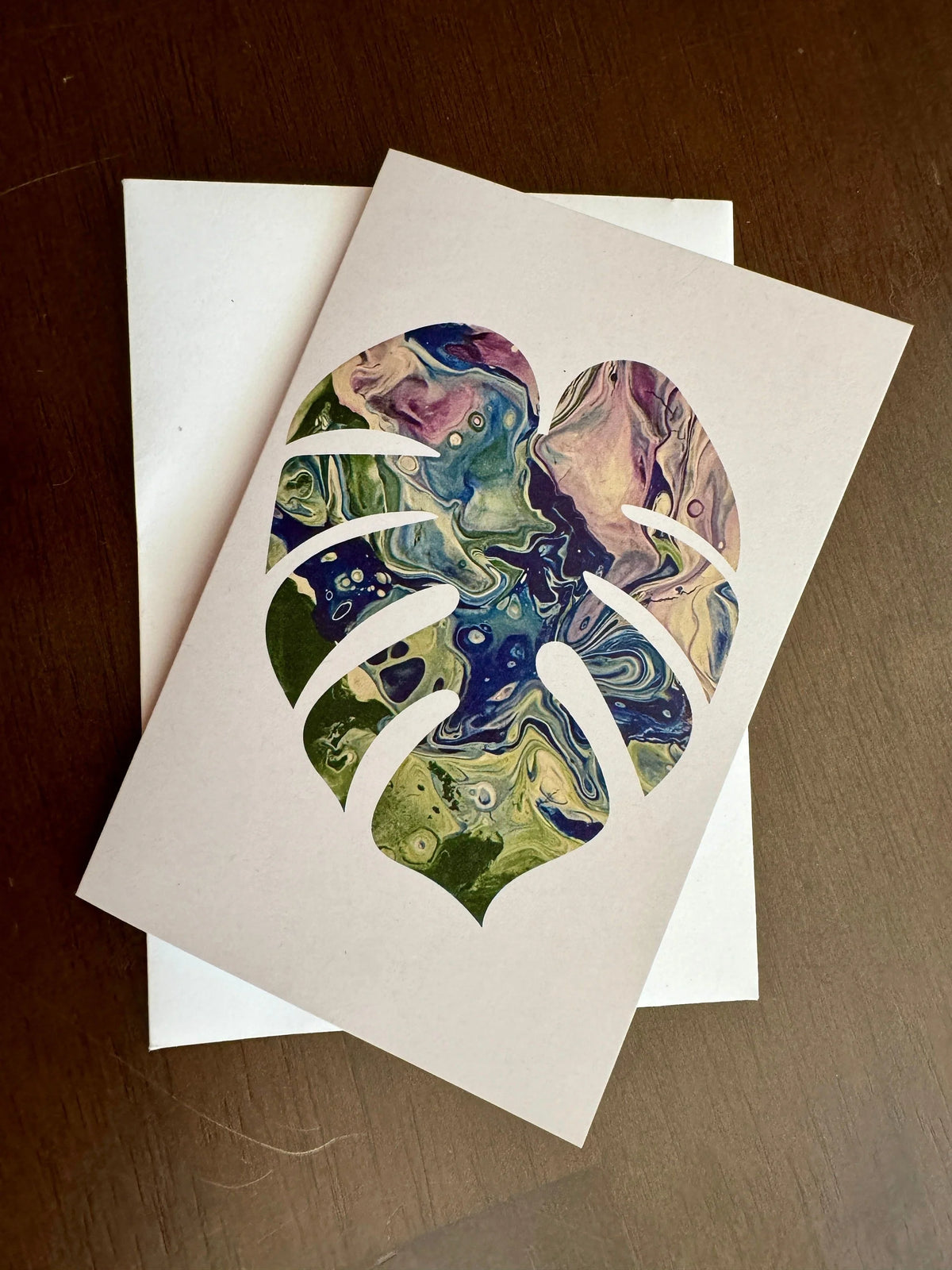 Purple, Green & Blue Monstera Greeting Card - 4"x6" - 100% PCW