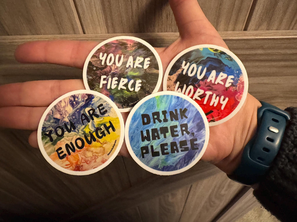 Drink Water, Please Sticker - 2" Waterproof, Vinyl Sticker - Blue and Green