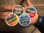 Drink Water, Please Sticker - 2" Waterproof, Vinyl Sticker - Blue and Green