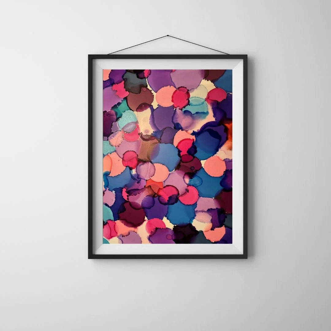 Pink, Purple and Blue Dots Art Print