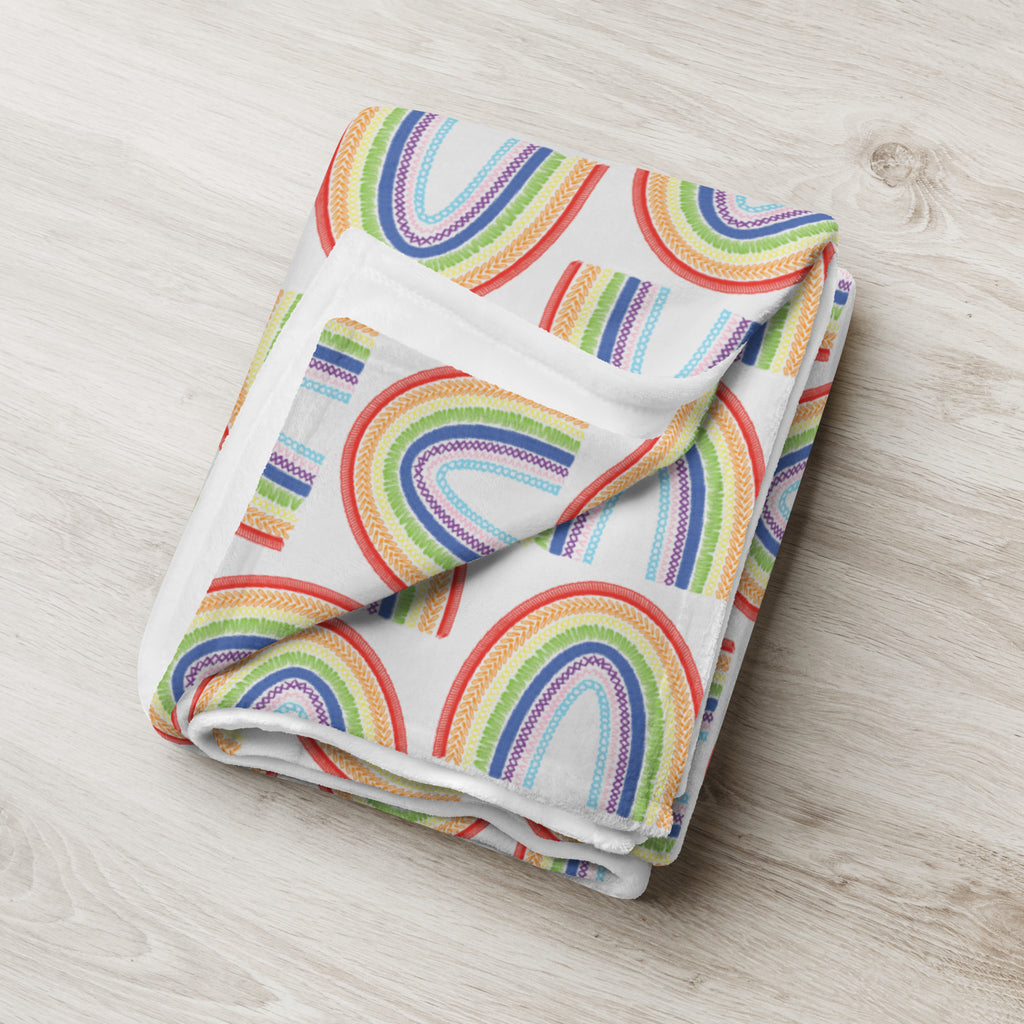 Fiber Art Rainbow Throw Blanket