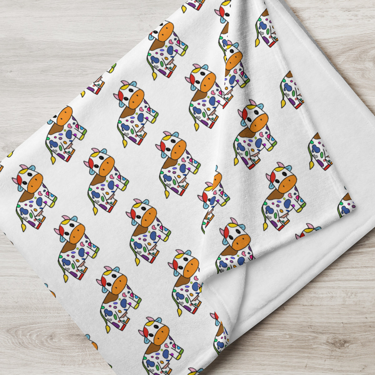 Rainbow Cow Throw Blanket