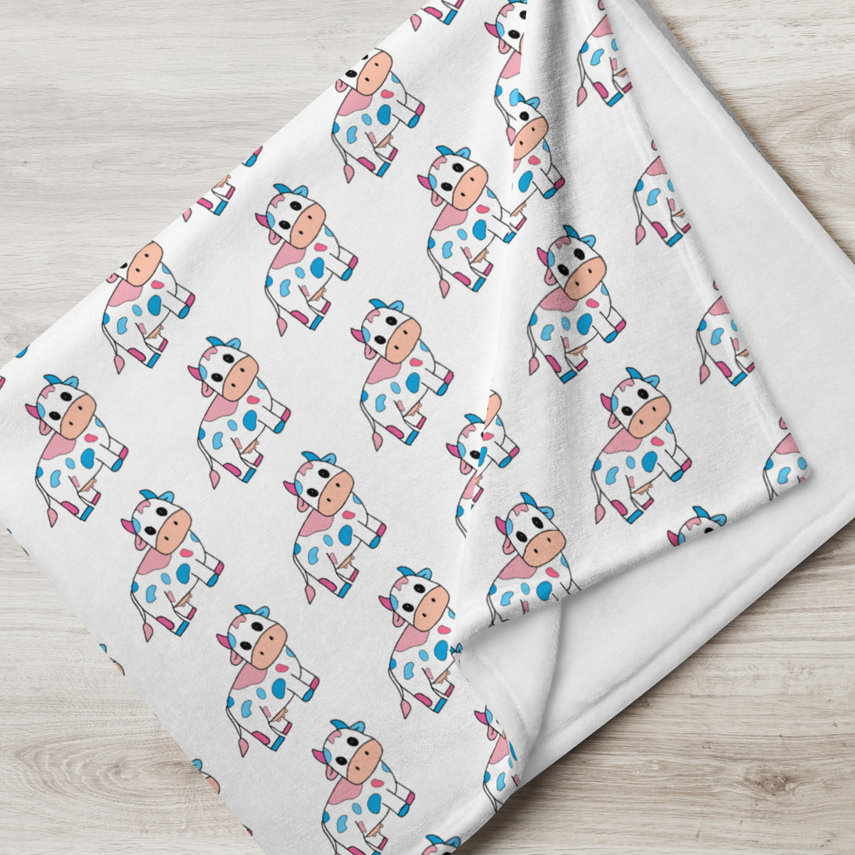 Blue and Pink Cow Throw Blanket - Trans Cow