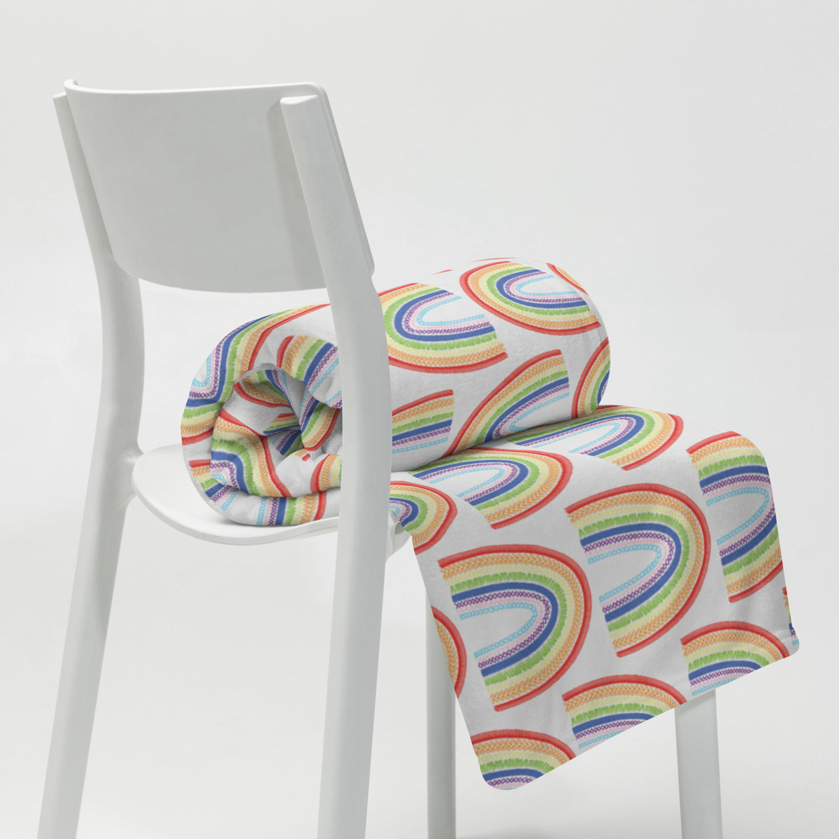 Fiber Art Rainbow Throw Blanket