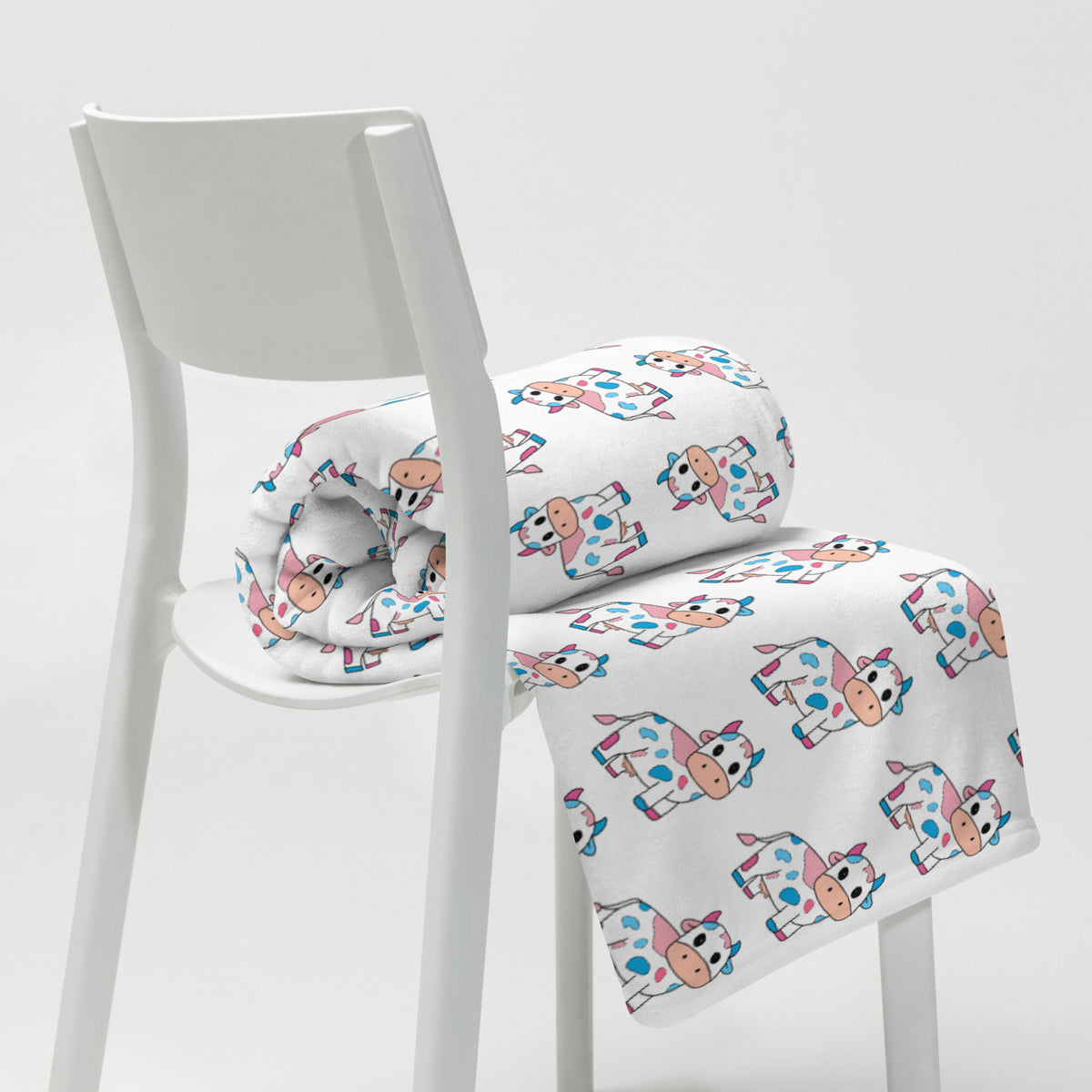 Blue and Pink Cow Throw Blanket - Trans Cow