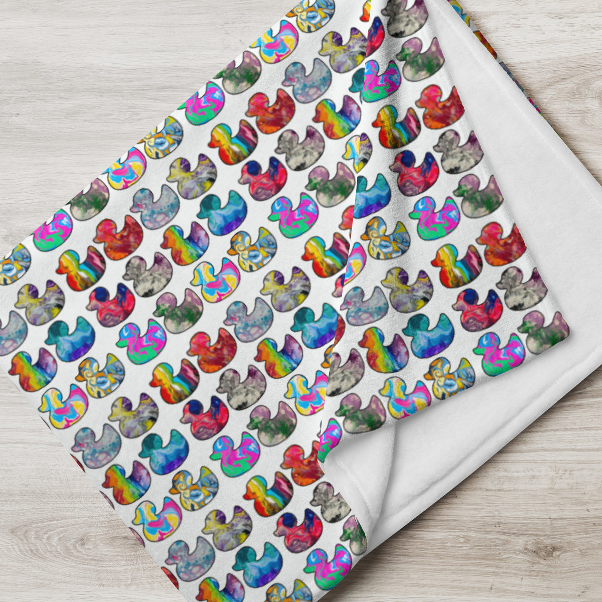 Abstract Rainbow Ducks Throw Blanket