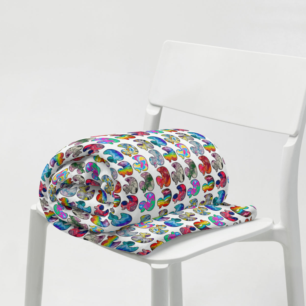 Abstract Rainbow Ducks Throw Blanket