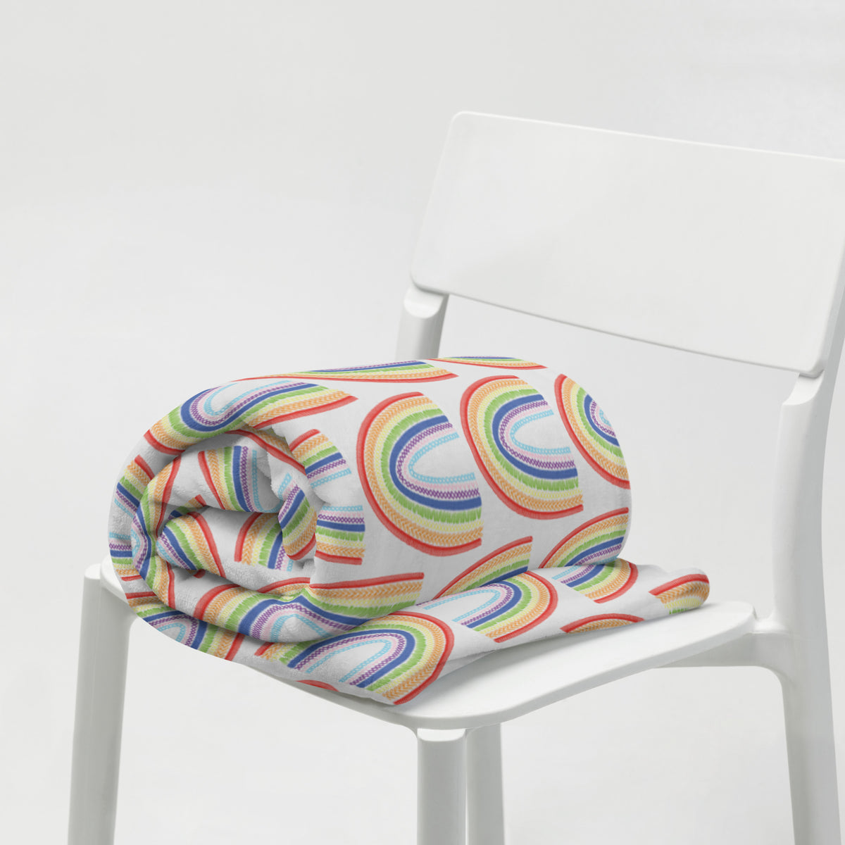 Fiber Art Rainbow Throw Blanket