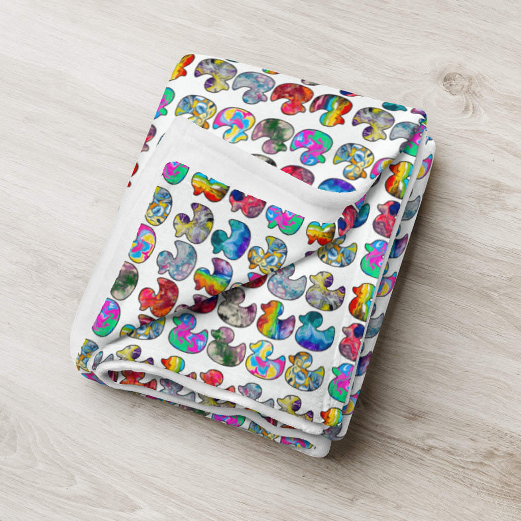 Abstract Rainbow Ducks Throw Blanket