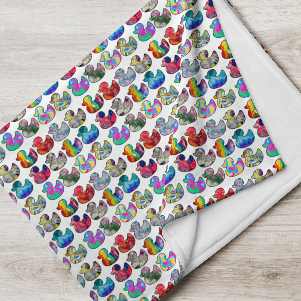 Abstract Rainbow Ducks Throw Blanket