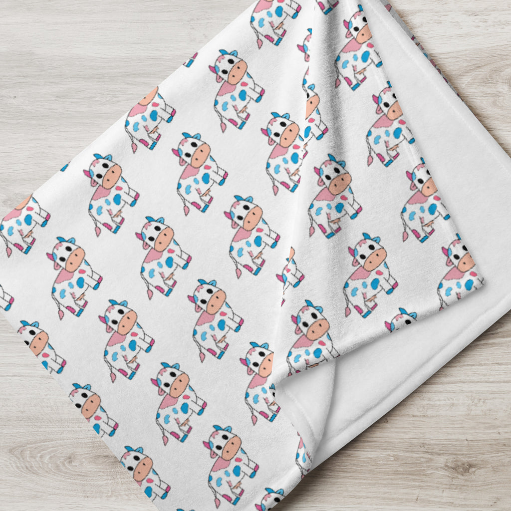Blue and Pink Cow Throw Blanket - Trans Cow