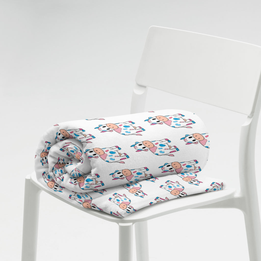 Blue and Pink Cow Throw Blanket - Trans Cow
