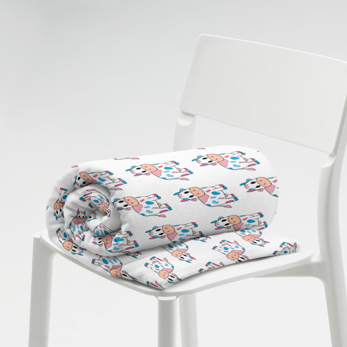 Blue and Pink Cow Throw Blanket - Trans Cow